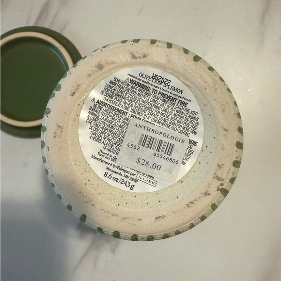 Anthropologie Olive and Cream Ceramic Candle - Picture 3 of 3